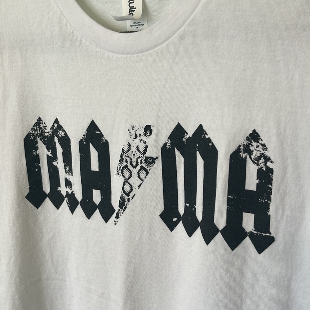 Tultex 202 MAMA Black & White Lightning Bolt Rock Look Graphic Print T-Shirt. M. - Picture 7 of 11
